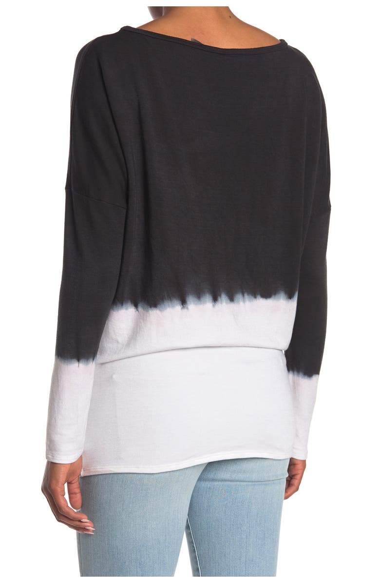 GO COUTURE Boat Neck Dolman Sweater, Alternate, color, Ivory Black Top Dip Dye