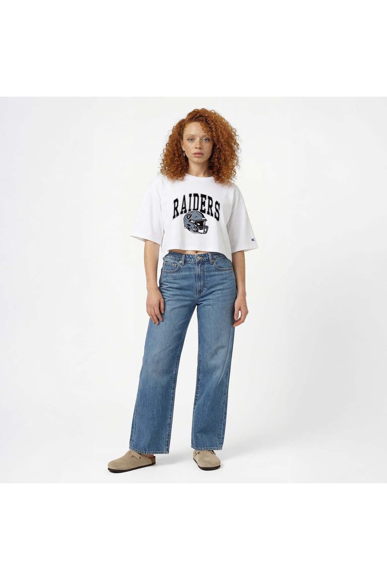 Women's Champion  White Las Vegas Raiders Boyfriend Cropped T-Shirt, Alternate, color, White