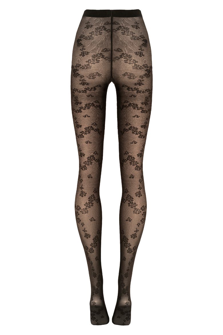 Floret Tights, Alternate, color, BLACK