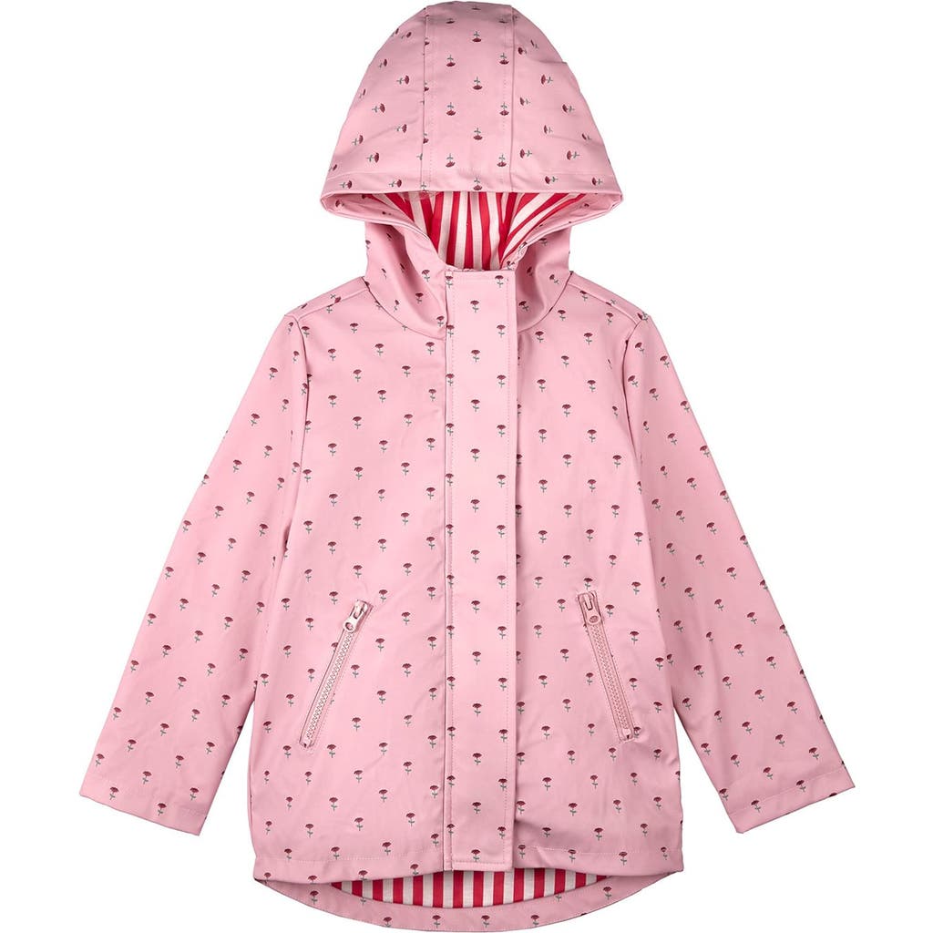 Memoi Kids' Lined Raincoat With Attached Storage Pouch In Pink