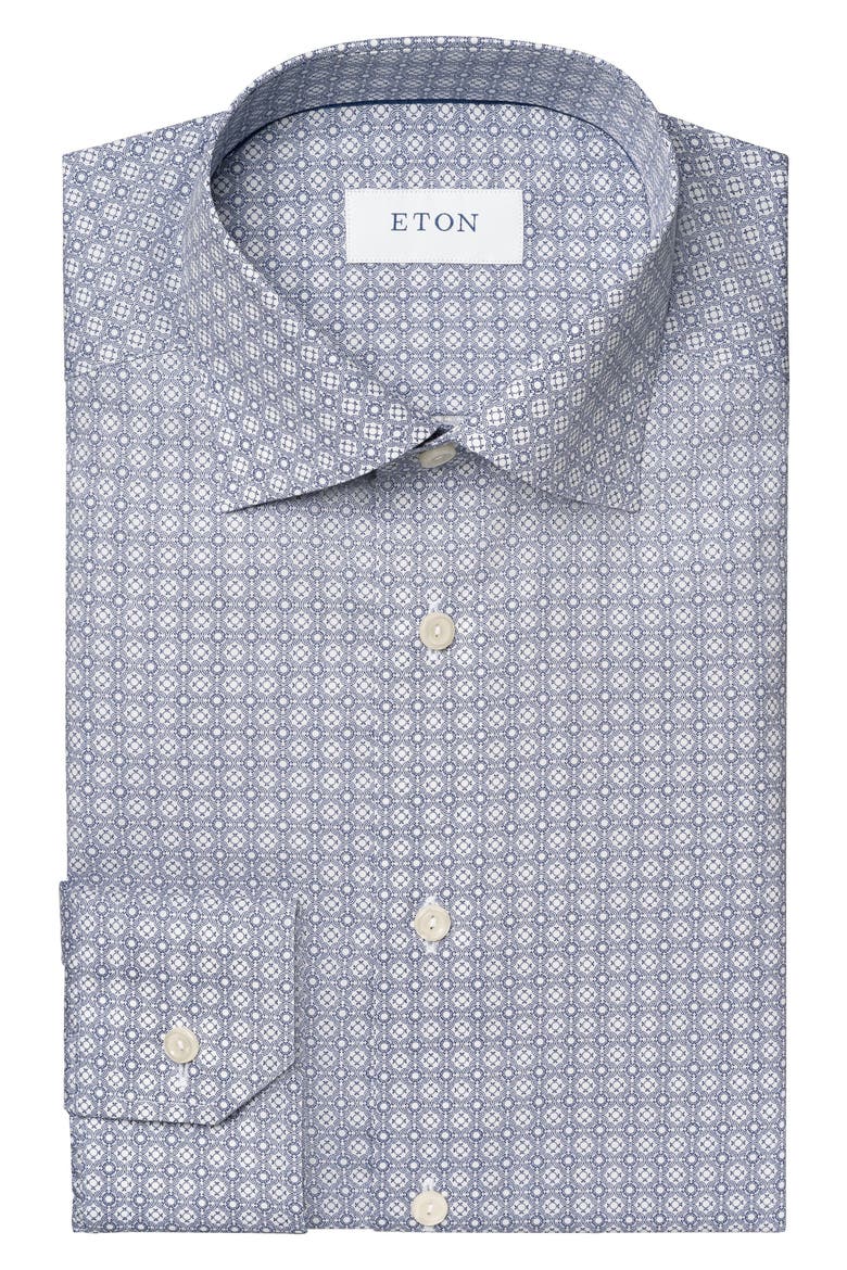 Geometric Print Slim Fit Dress Shirt, Alternate, color, MEDIUM BLUE