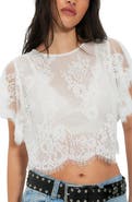 Free People Lunar Ash Lace Crop Top