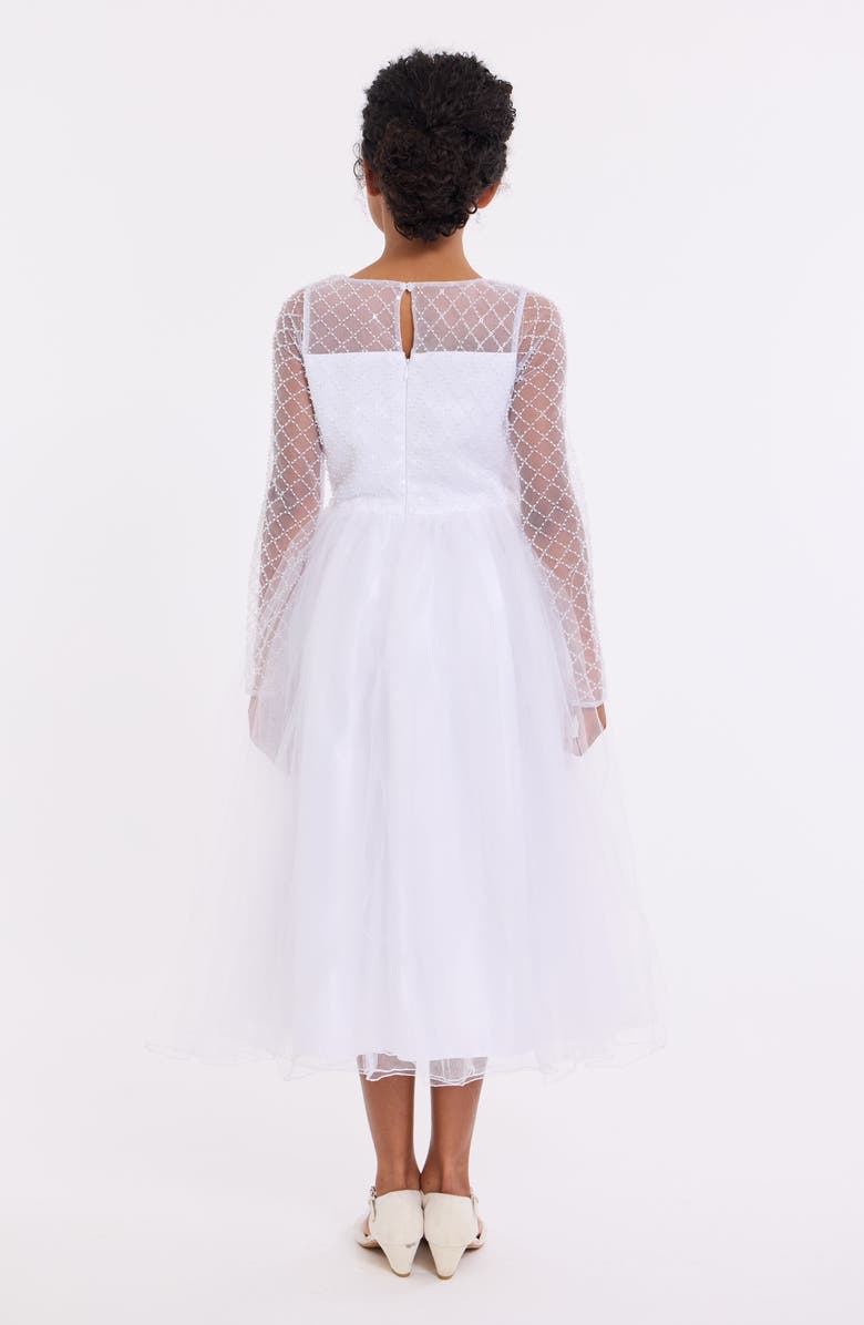 Iris & Ivy Embroidered Cap Sleeve Communion Dress, Alternate, color, White