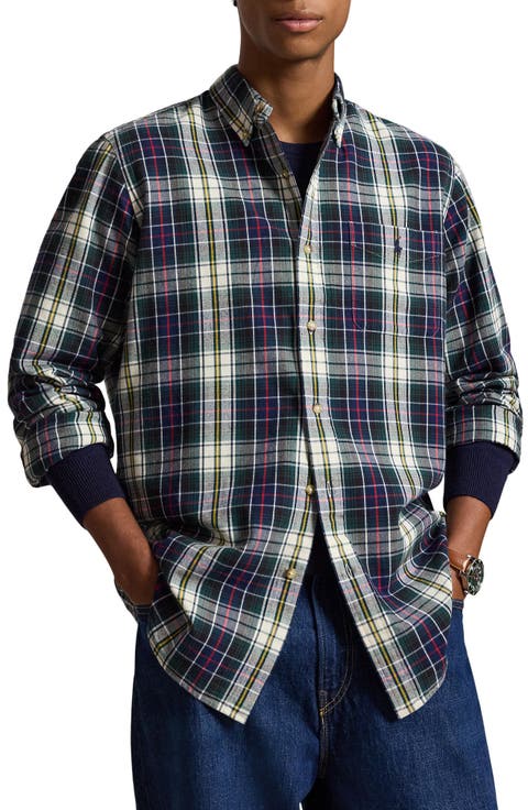 Plaid Brushed Oxford Button Down Shirt
