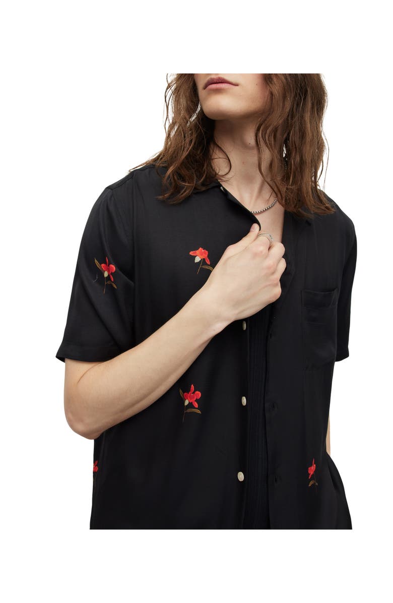 AllSaints Eivissa Relaxed Fit Floral Short Sleeve Button-Up Camp Shirt, Alternate, color, 