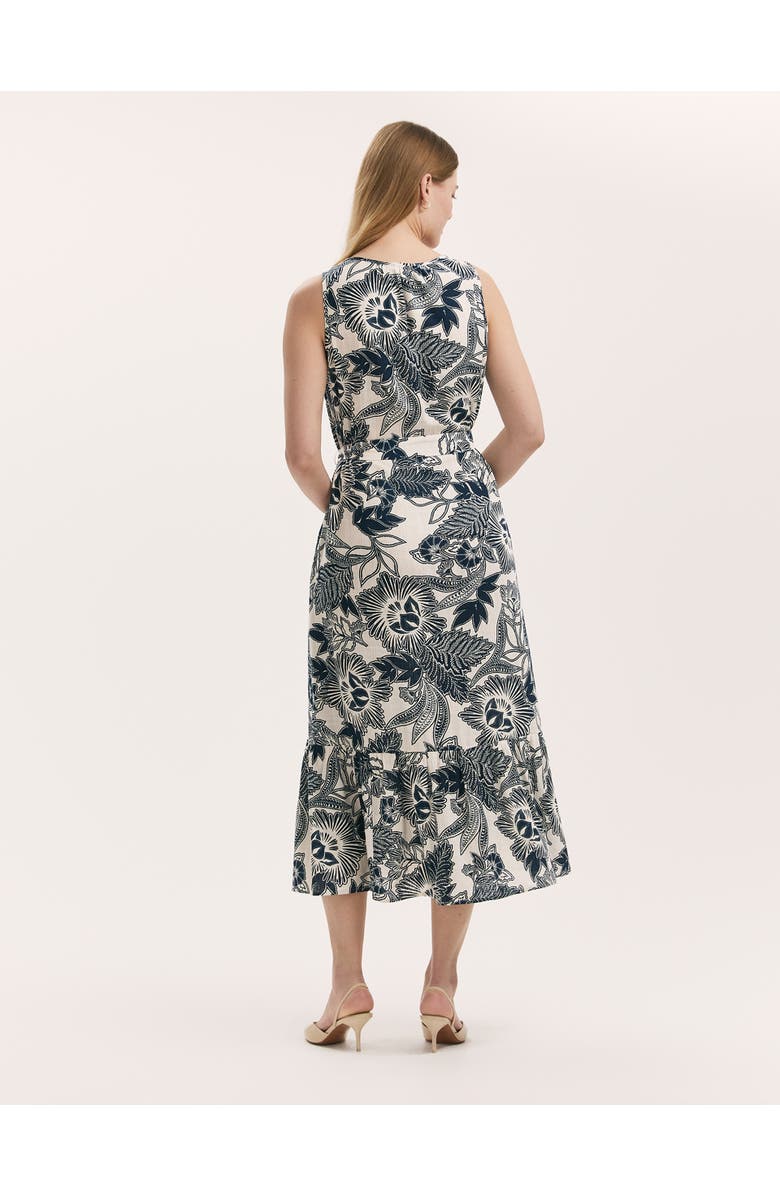 Finery London Marta Linen Blend Midi Dress, Alternate, color, Navy Flower