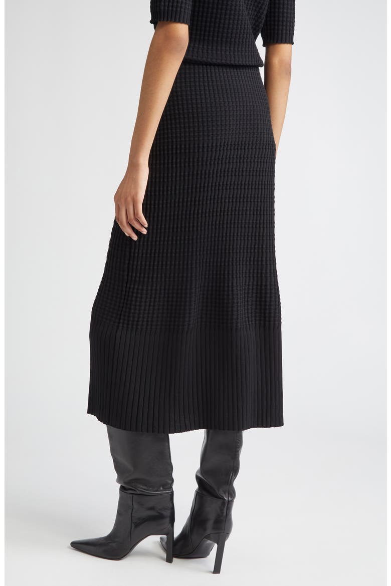 Mixed Rib Pull-On Knit Skirt, Alternate, color, BLACK