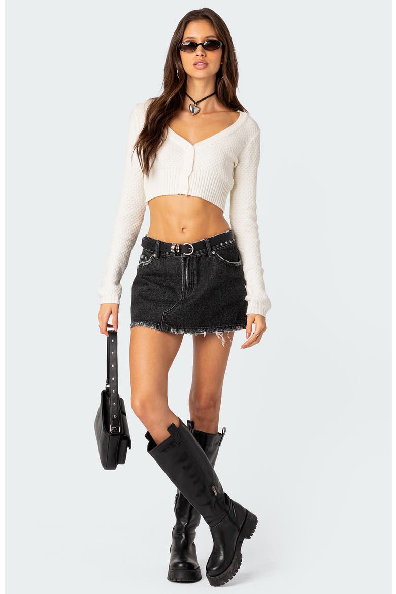 Scarlett Distressed Denim Miniskirt, Alternate, color, BLACK-WASHED