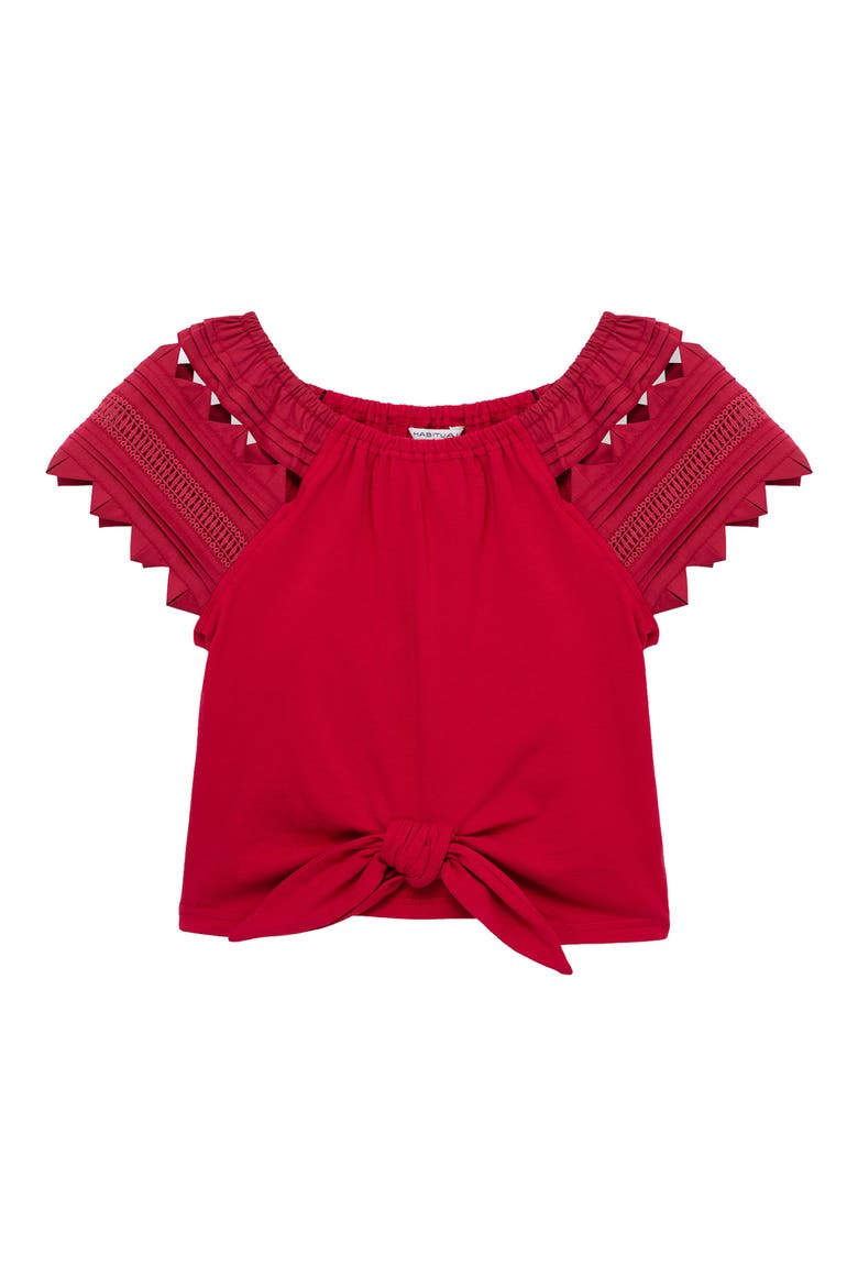 Kids' Embroidered Sleeve Top, Main, color, RED