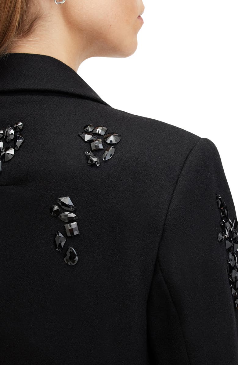 AllSaints Ellen Embellished Wool Blend Coat, Alternate, color,