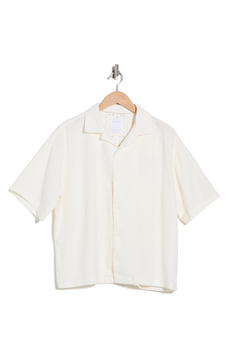 DENIM AND FLOWER Linen Blend Camp Shirt, Main, color, Off White