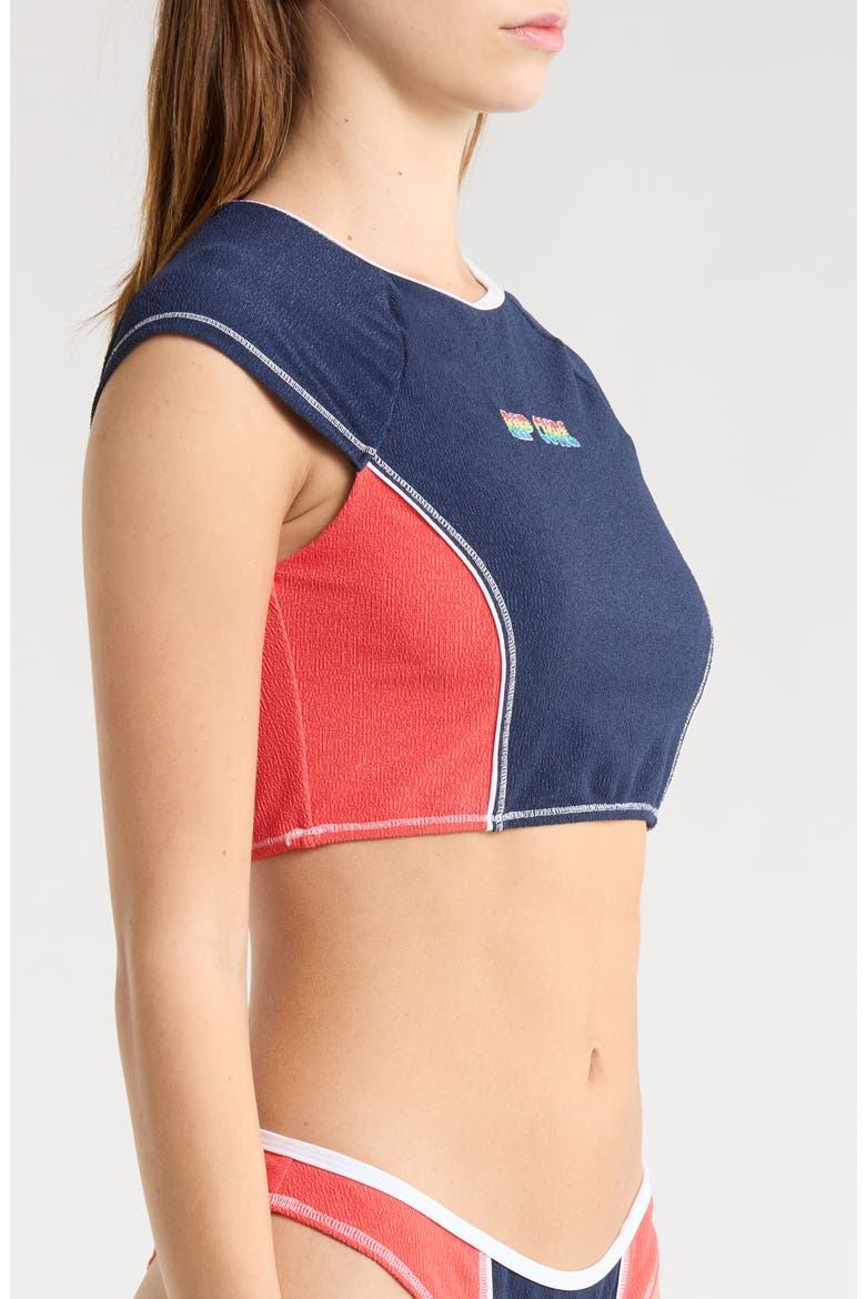 Surf Tide Short Sleeve Crop Rashguard, Alternate, color, DARK NAVY