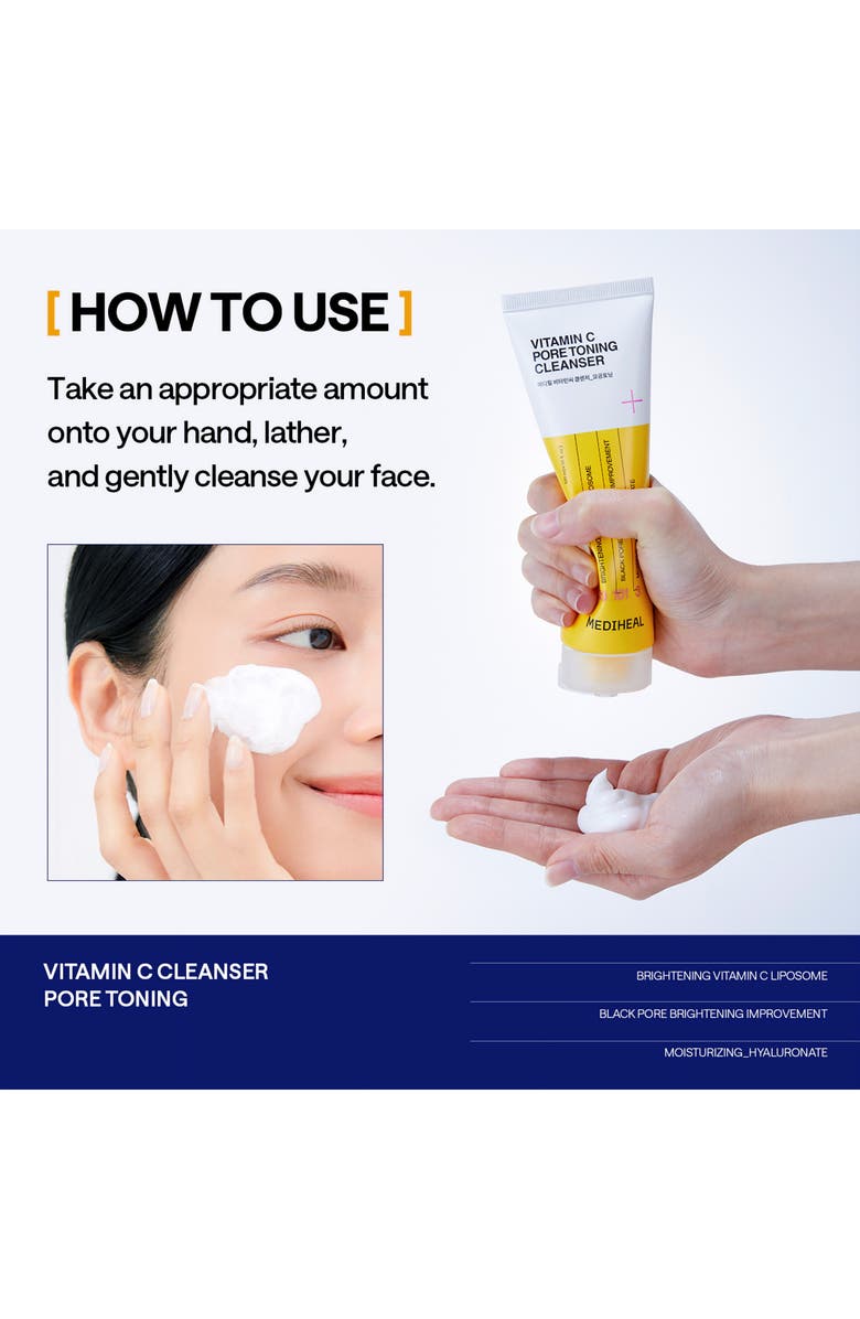 MEDIHEAL Vitamin C Pore Toning Cleanser, Alternate, color, Yellow
