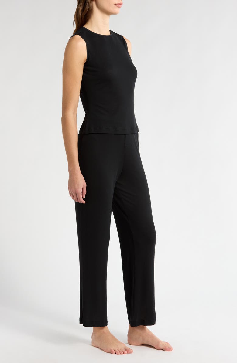 Natori Essentials Sleeveless Rib Pajamas, Alternate, color, Black
