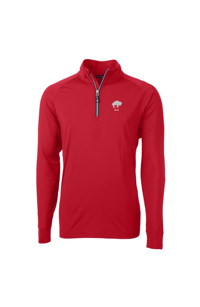 Cutter & Buck Men's Cutter & Buck Red Buffalo Bills Adapt Eco Knit Stretch Recycled Big & Tall Quarter-Zip Throwback Pullover Top, Alternate, color, 