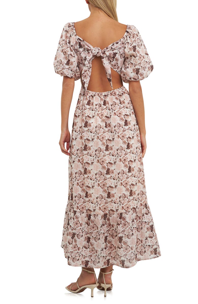 English Factory Floral Print Linen Blend Maxi Dress, Alternate, color, 