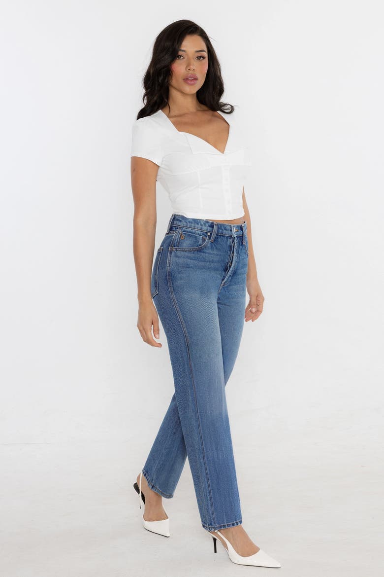 The Tracy Straight Jean, Alternate, color, Ocean Blue