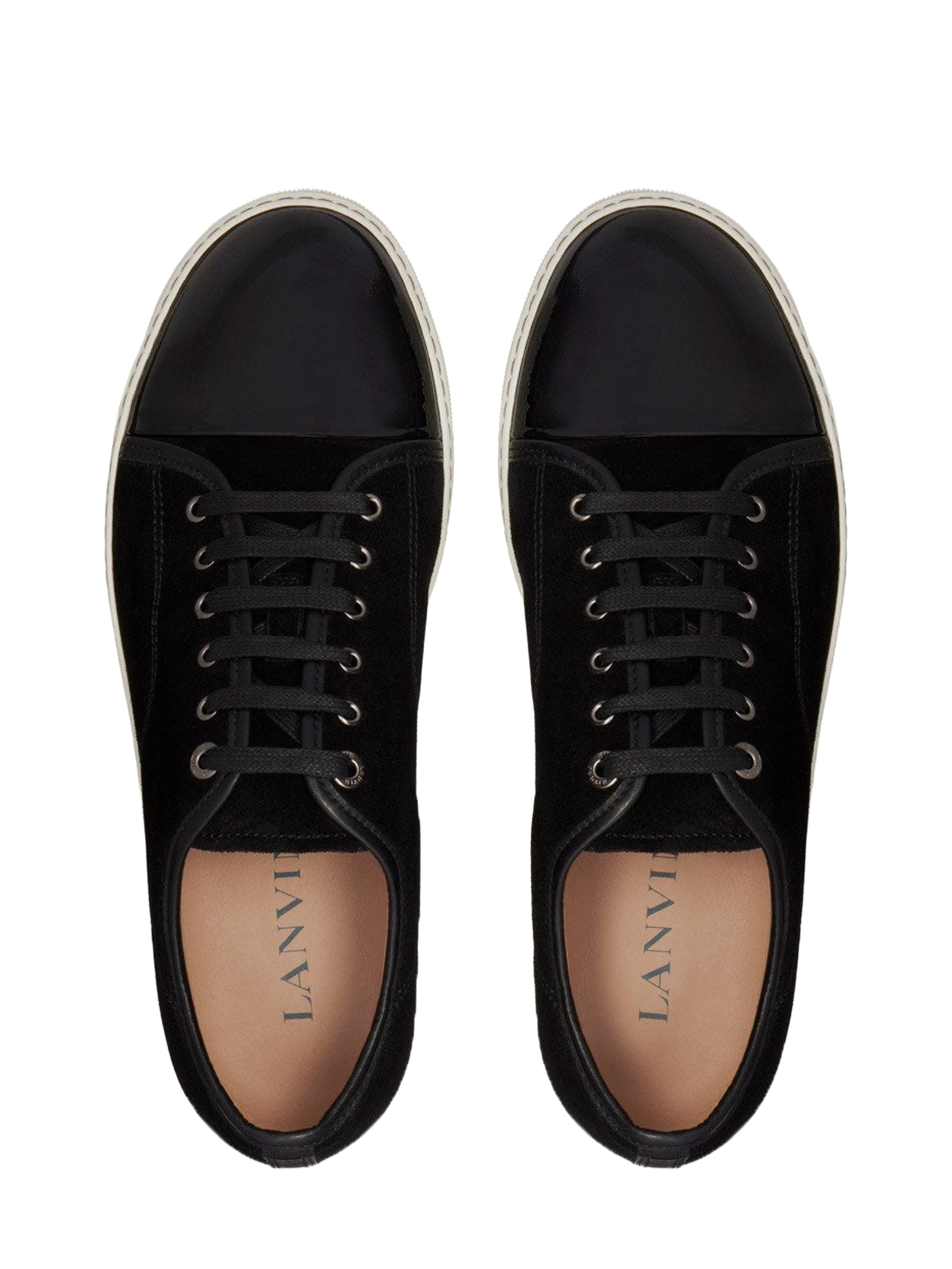 Lanvin Dbb1 Suede And Patent Leather Sneakers, Alternate, color, Black
