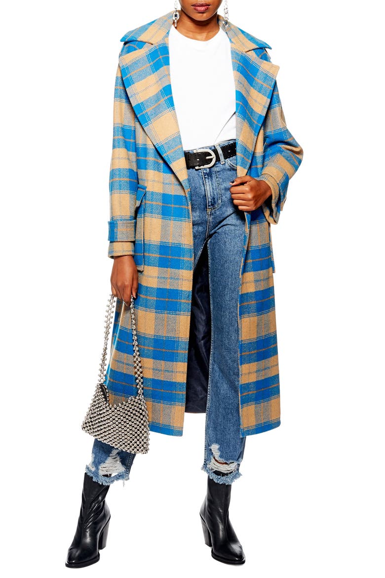 Vera Check Coat, Main, color, BLUE MULTI