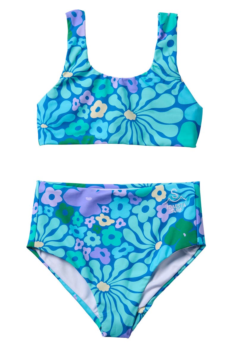Kids' Fleurs Two-Piece Swimsuit, Main, color, AQUA