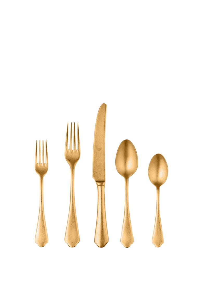 Dolce Vita Flatware Set - 20 Pieces, Main, color, Pewter Gold