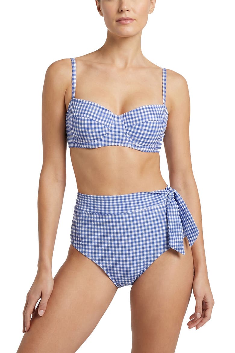 Nellie Underwire Balconette Bikini Top, Alternate, color, Bluebell Gingham