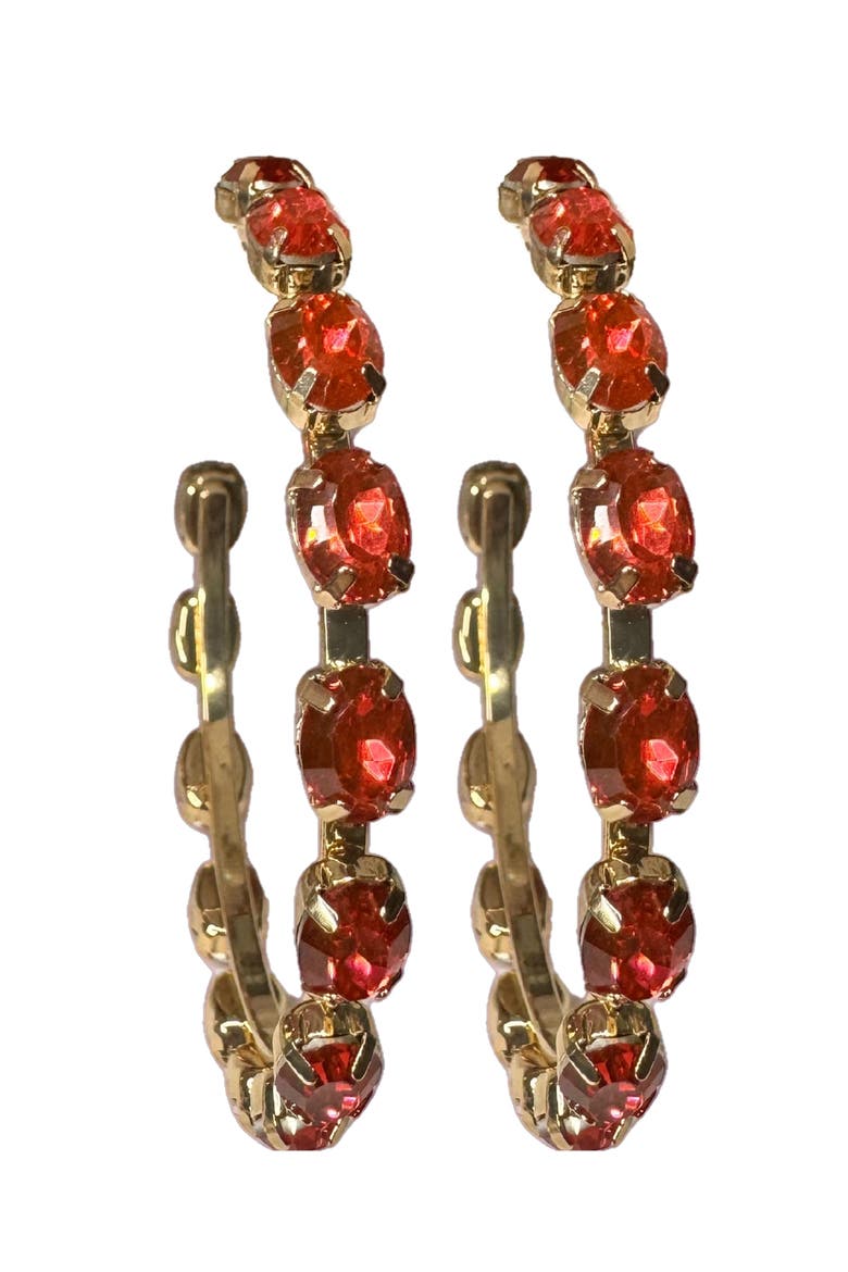 Crystal Hoop Earrings, Main, color, SUNSET