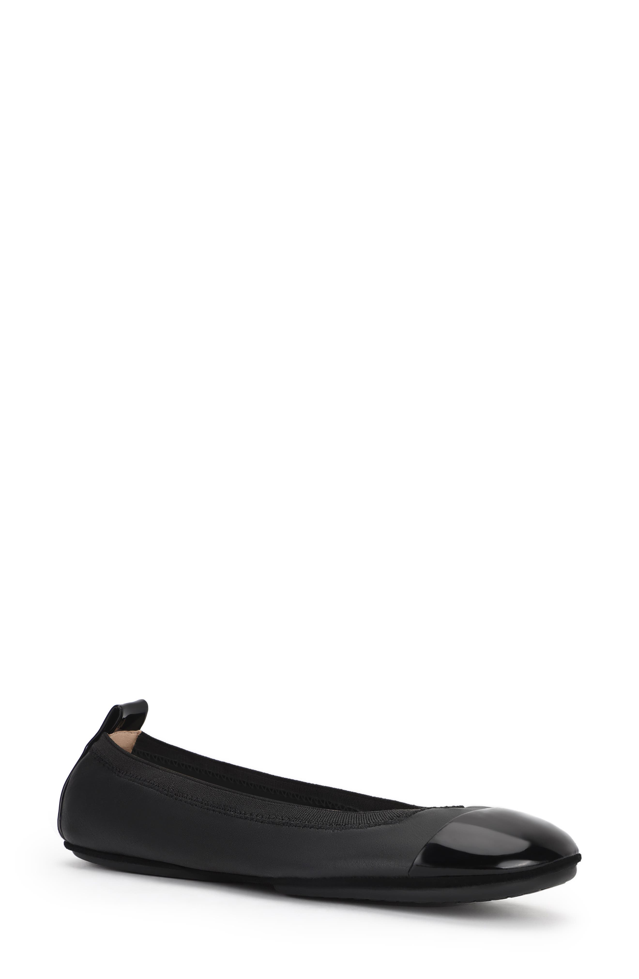 Yosi Samra Samantha Foldable Ballet Flat, Main, color, Black/ Black