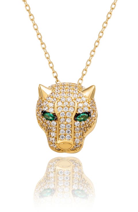 Pavé Cubic Zirconia Panther Head Pendant Necklace