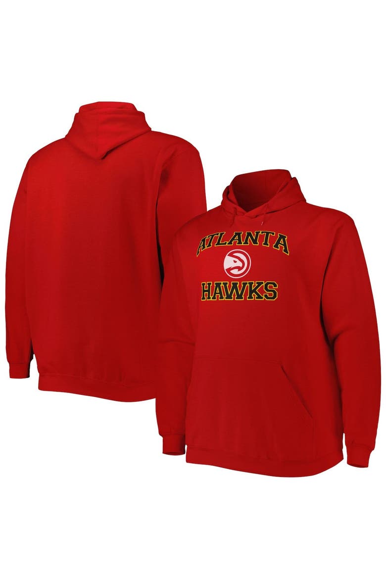 Men's Red Atlanta Hawks Big & Tall Heart & Soul Pullover Hoodie, Main, color, Red