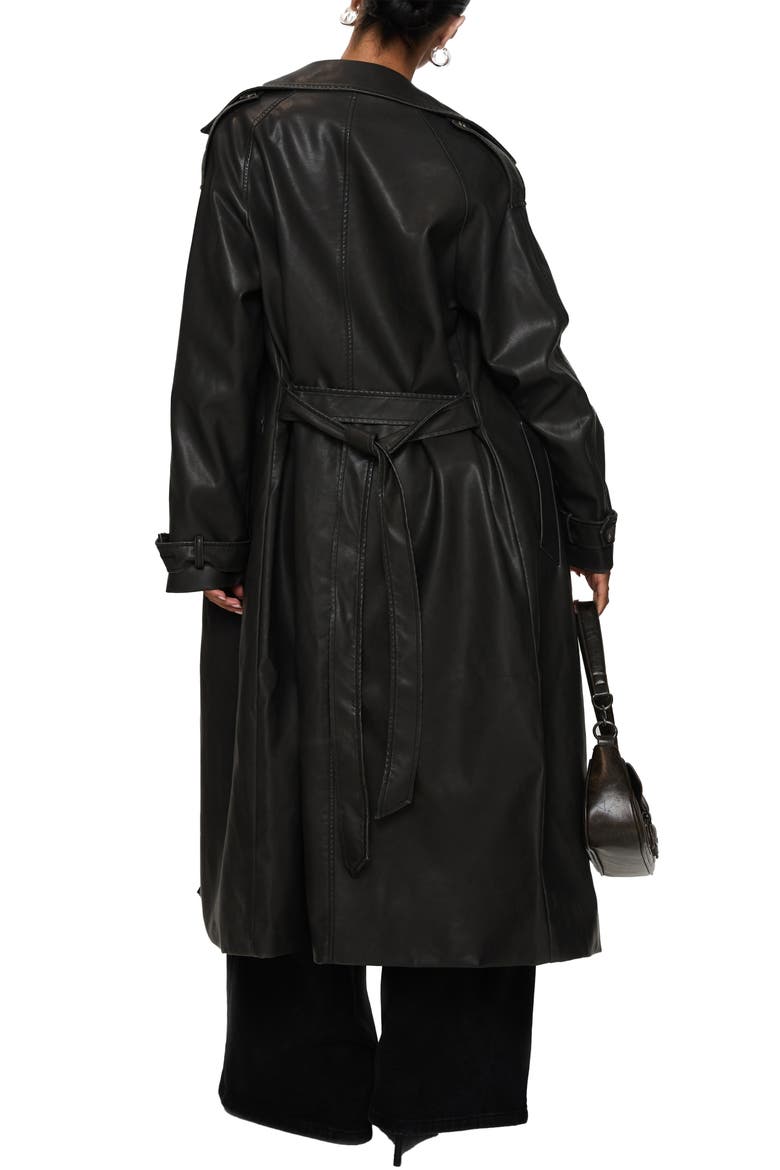 Day to Night Faux Leather Trench Coat, Alternate, color, WASHED BLACK