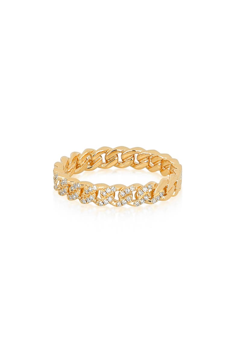 Diamond Mini Curb Chain Ring, Main, color, YELLOW GOLD