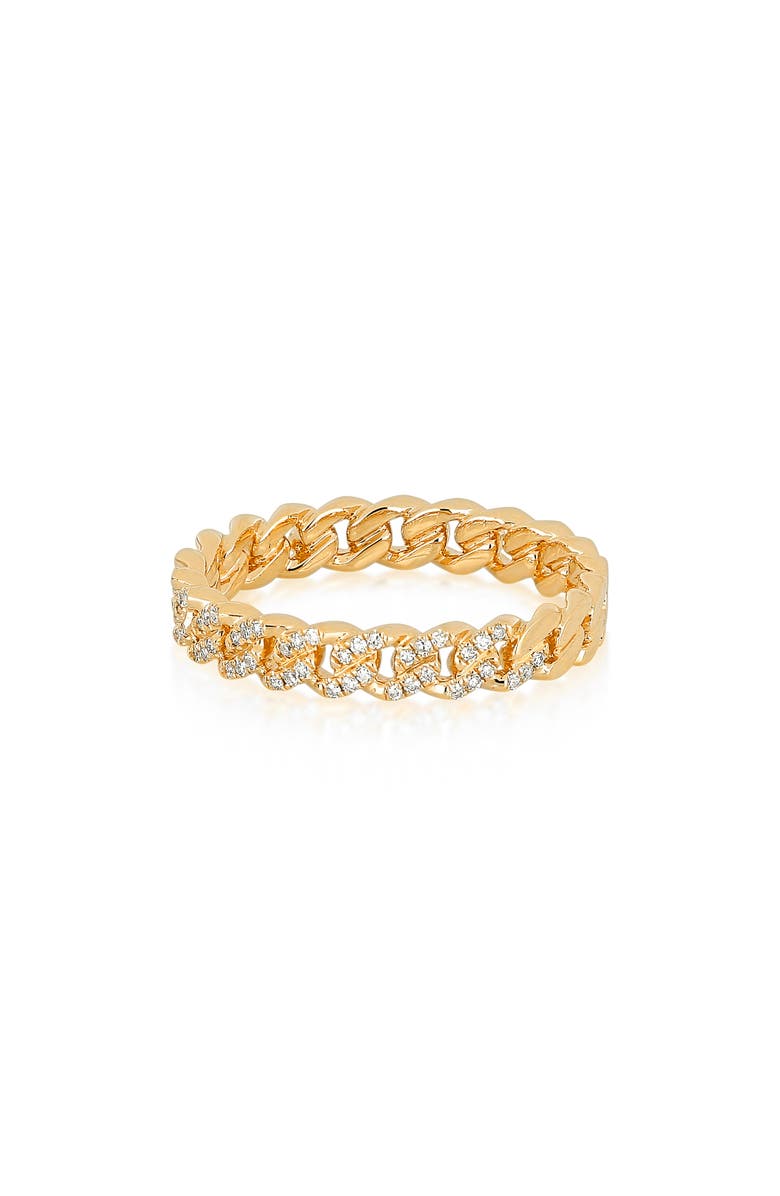 EF Collection Diamond Mini Curb Chain Ring, Main, color, Yellow Gold