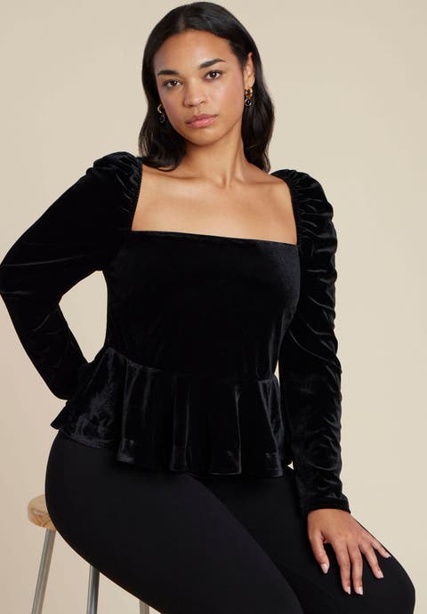 Velvet Peplum Top (Plus Available)