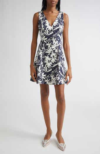 Veronica Beard Lou Mixed Floral Sleeveless Stretch Cotton Fit & Flare Dress