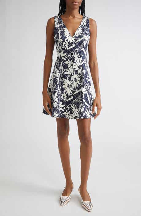 Veronica Beard Lou Mixed Floral Sleeveless Stretch Cotton Fit & Flare Dress