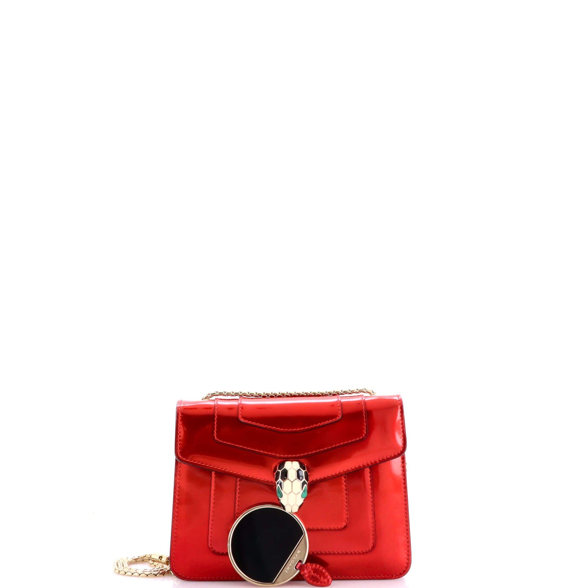Serpenti Forever Square Shoulder Bag Metallic Leather Small, Alternate, color, Red