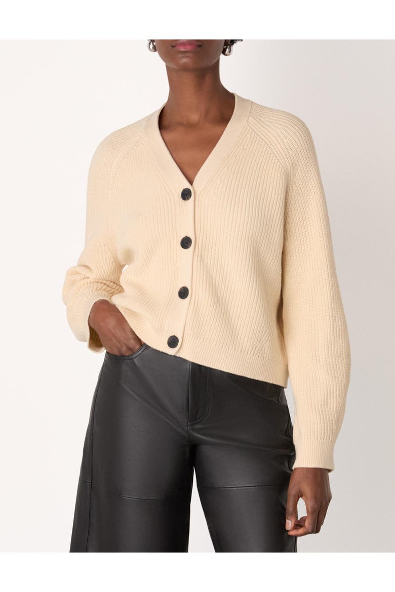 Cotton V-Neck Cardigan, Alternate, color, Ivory