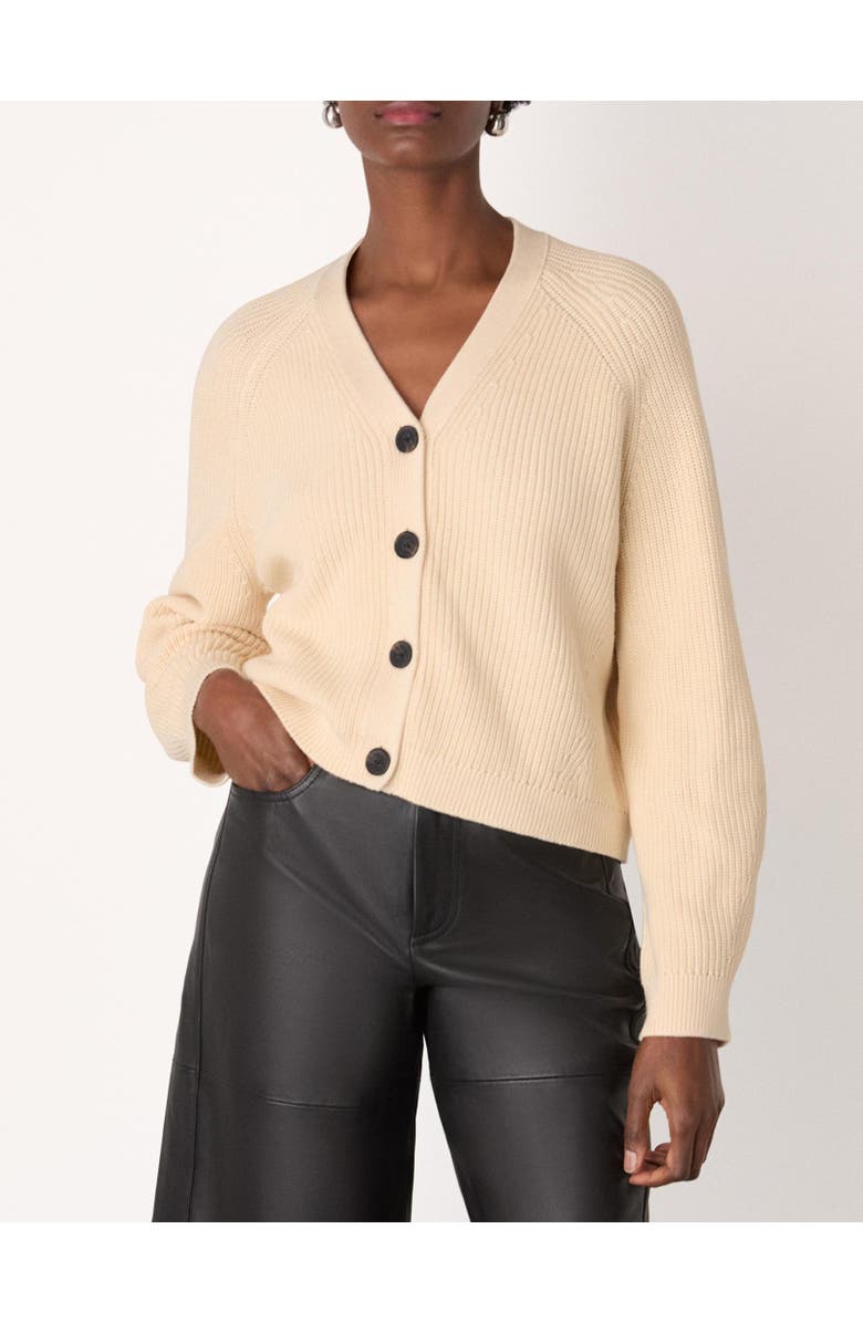 Whistles Cotton V-Neck Cardigan, Alternate, color, Ivory