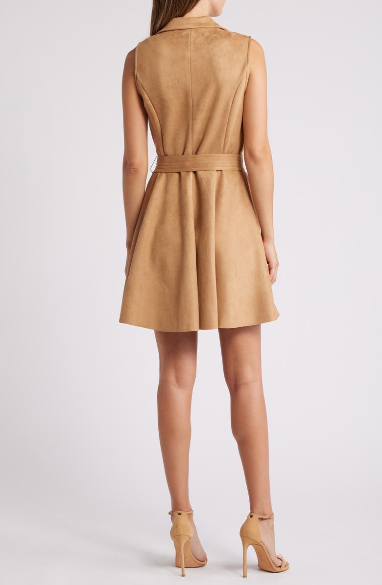 Halogen<sup>®</sup> Belted Sleeveless Faux Suede Tuxedo Dress, Alternate, color,