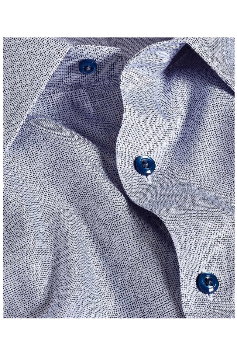 Trim Fit Herringbone Micro Print Cotton & Silk Dress Shirt, Alternate, color, NAVY/ WHITE