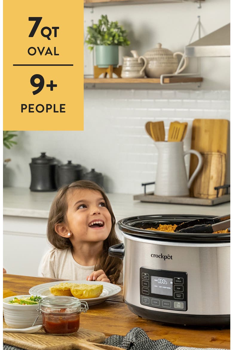MyTime Cook & Carry Programmable 7-Quart Slow Cooker, Alternate, color, Stainless Steel