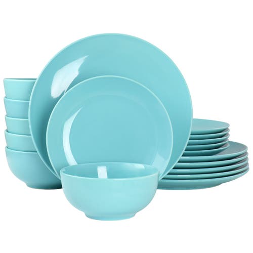 Elama Luna 18 Piece Porcelain Dinnerware Set In Blue