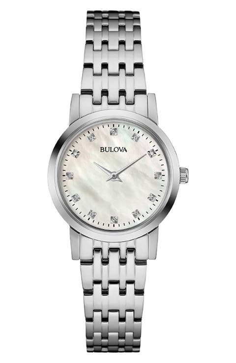 Classic Diamond & Mother-of-Pearl Bracelet Watch, 27mm