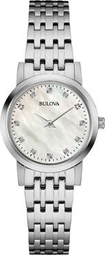 BULOVA Classic Diamond & Mother-of-Pearl Bracelet Watch, 27mm