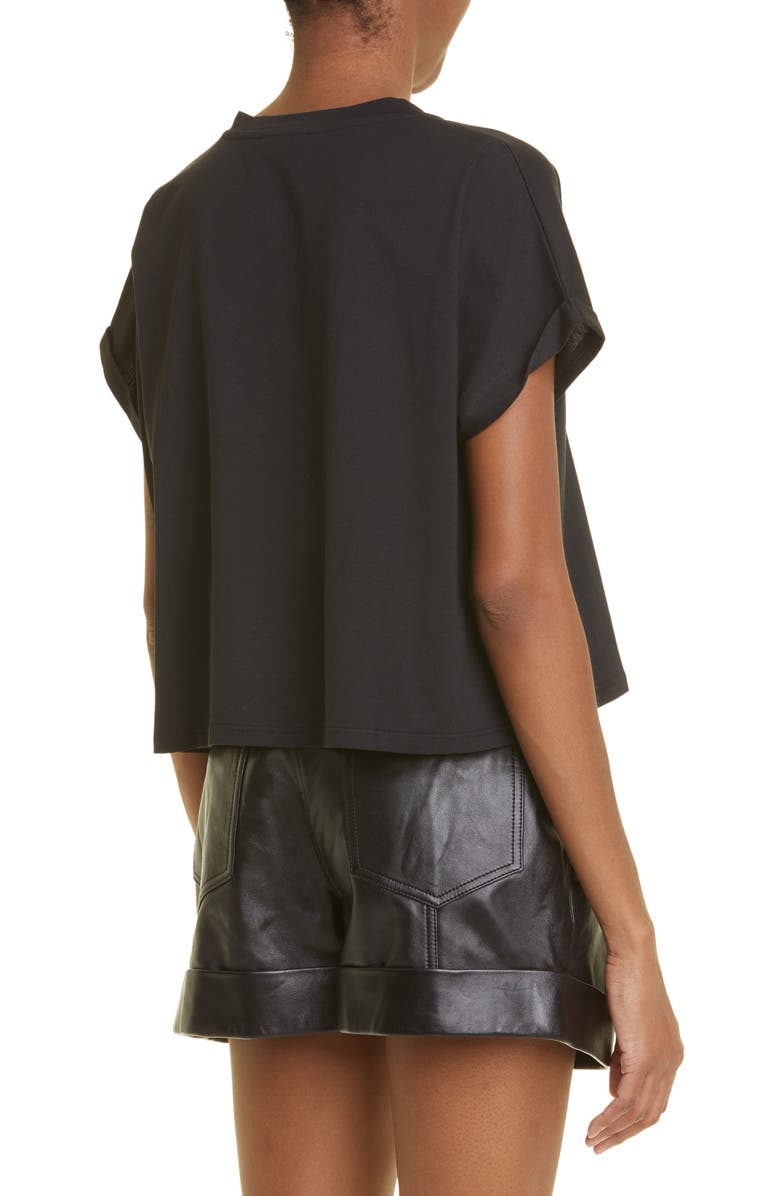 Balmain Flocked Logo Crop T-Shirt, Alternate, color,