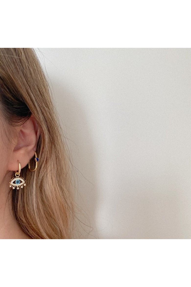 Evil Eye Earring Blue Eye Eyelash Sterling Silver Earring, Alternate, color, Gold