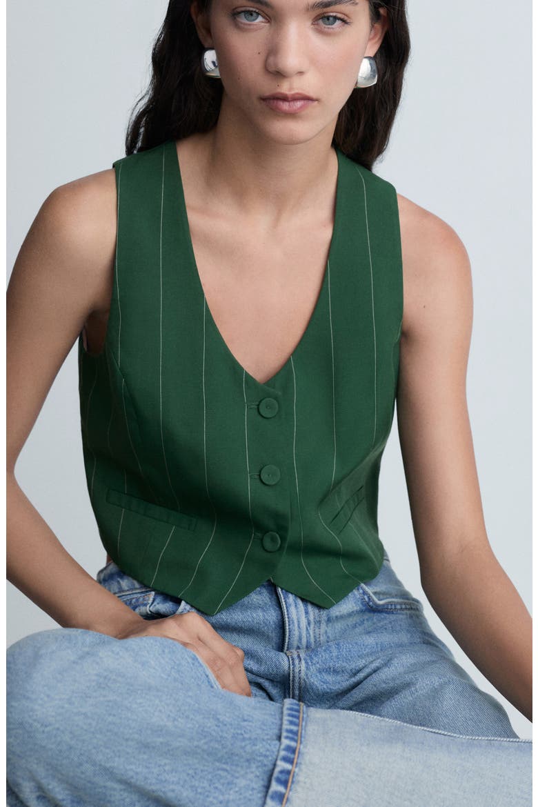 Pinstripe Suit Vest, Alternate, color, GREEN