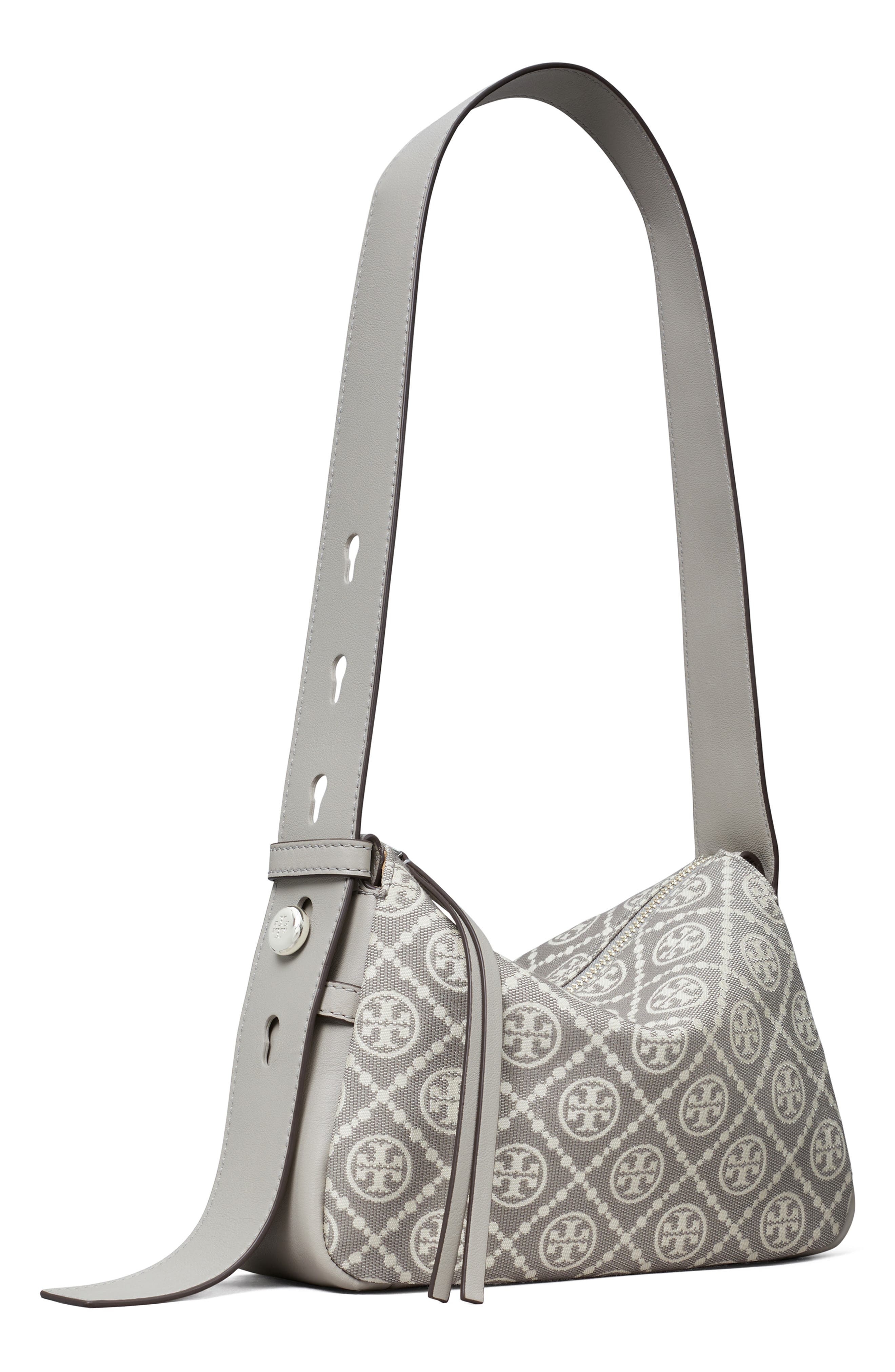 Small Romy T Monogram Canvas Shoulder Bag, Alternate, color, GRAY