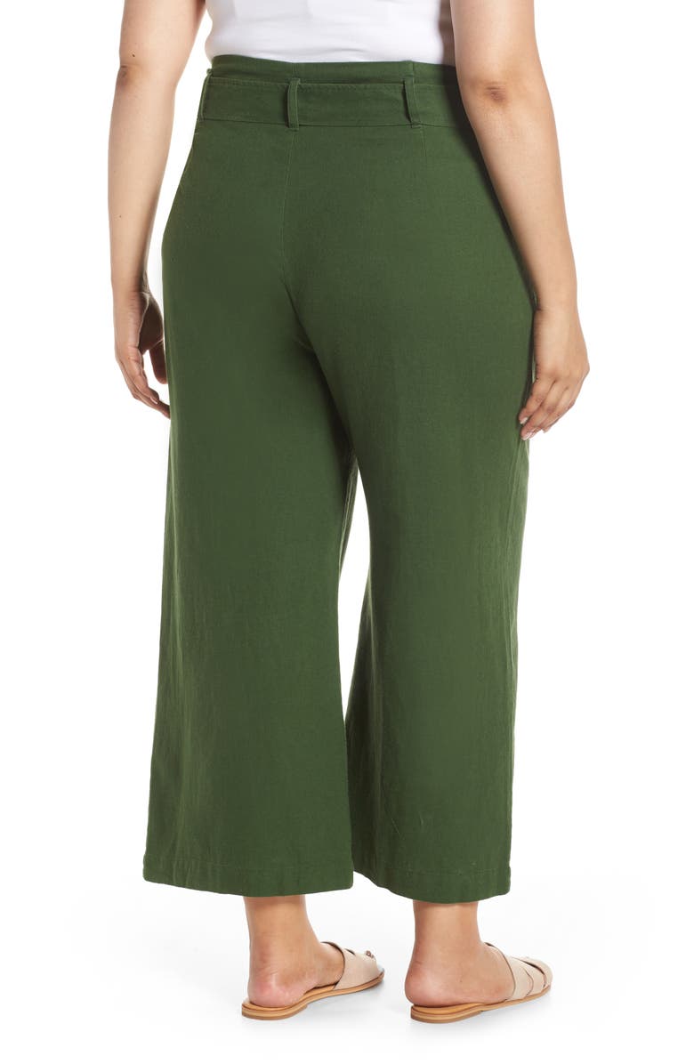 BP. Belted Wide Leg Linen Blend Pants, Alternate, color, 